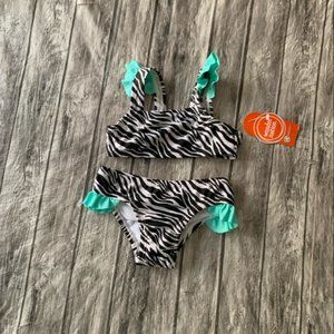 Girls size 2T black and white with green bikini